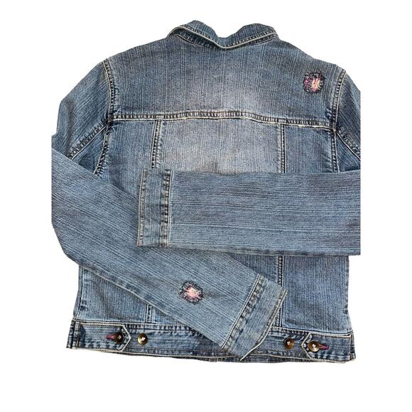 Lilu Distressed Biker Denim‎ Jacket NWT Size Large Cotton Stretch Pacsun - Picture 6 of 9